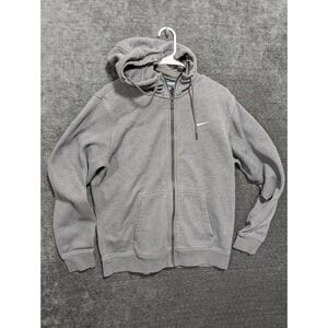 Nike Gray Full Zip Hoodie Sweatshirt Logo Pocket Men's Size Large
